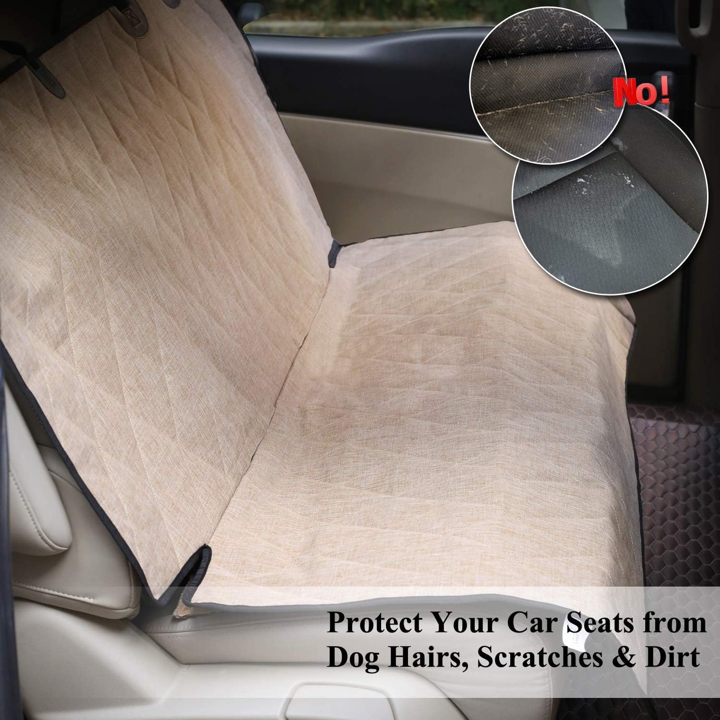 Premium Dog Seat Cover - Protect Your Car with Stylish Heather Khaki Backseat Cover for Dogs - Anti-Slip, Easy to Clean, Universal Fit, 46" L x 52" W