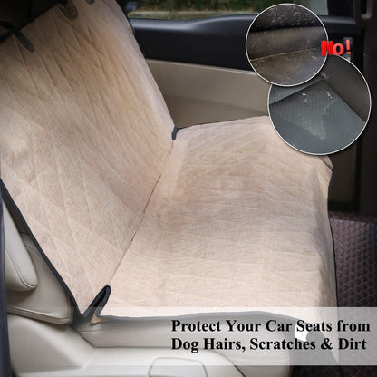 Premium Dog Seat Cover - Protect Your Car with Stylish Heather Khaki Backseat Cover for Dogs - Anti-Slip, Easy to Clean, Universal Fit, 46" L x 52" W