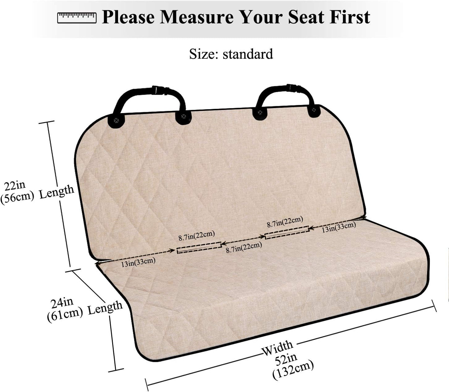 Premium Dog Seat Cover - Protect Your Car with Stylish Heather Khaki Backseat Cover for Dogs - Anti-Slip, Easy to Clean, Universal Fit, 46" L x 52" W